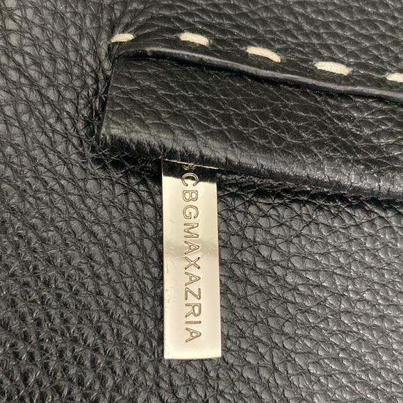 BCBGMaxAzria Black Pebbled Leather Handbag /Purse/with Gorgeous Stitching - Picture 9 of 16